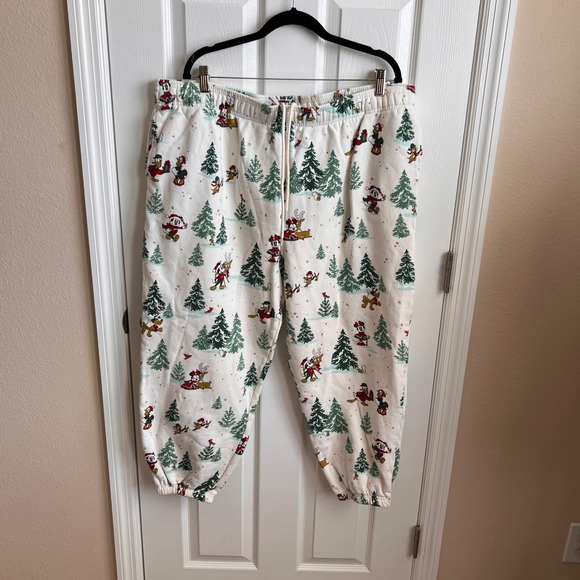 Disney Pants - Disney Christmas‎ Joggers Mickey Mouse Holiday Winter Sweatpants White Size 1X